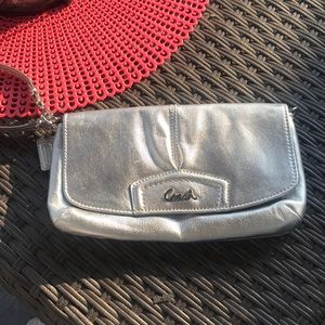 Coach silver convertible clutch